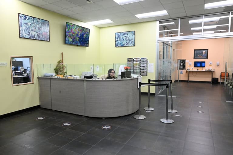 Reception desk at the Joint Industry Board of the Electrical Industry.